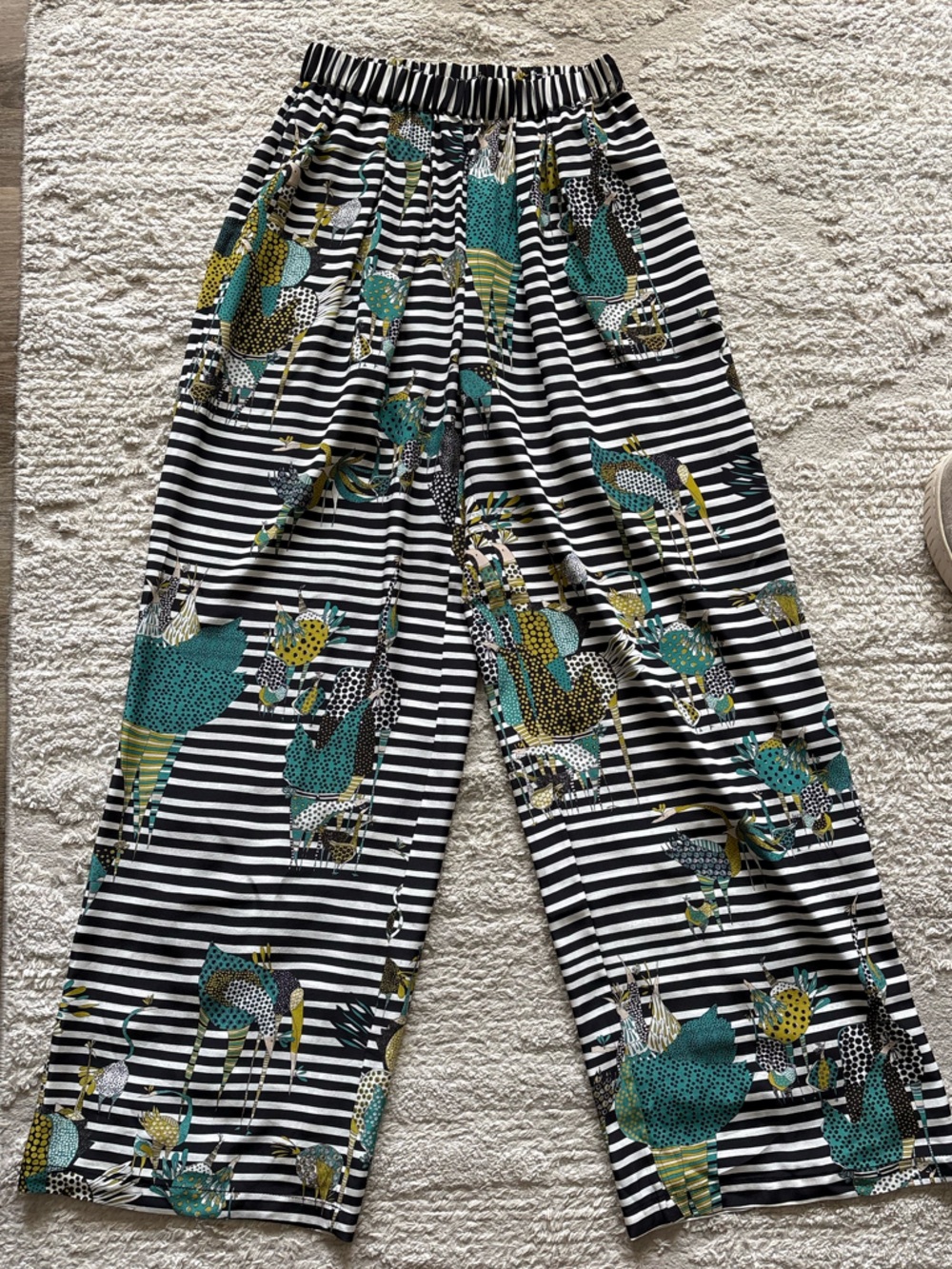 Rumisu Whimsical Graphic Stripe Wide-Leg Lounge Pants Size S/M